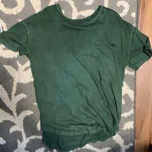 Aerie AEO Offline Distressed Oversized Boyfriend Tee Womens M Dark/Forest Green
